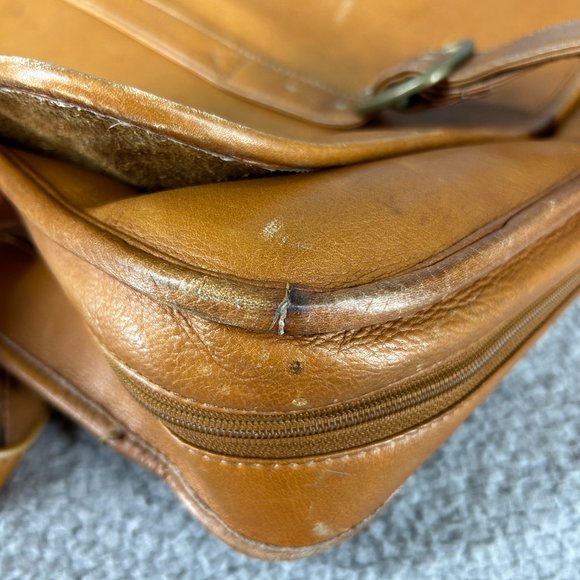 Boulder Ridge Leather Book Bag Messenger Shoulder Strap Heavy Worn In School - Picture 7 of 16